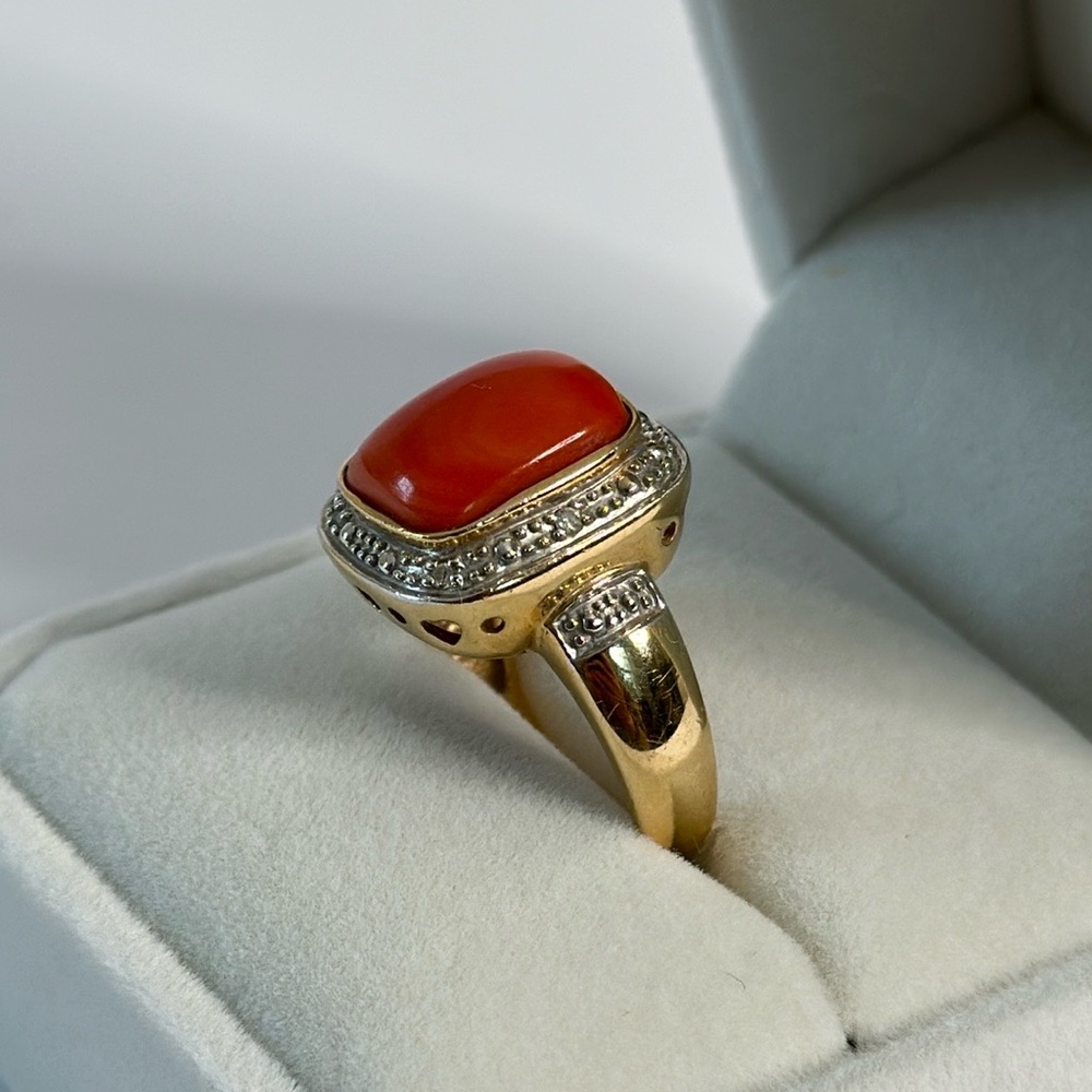 Classic Coral and Diamond Ring